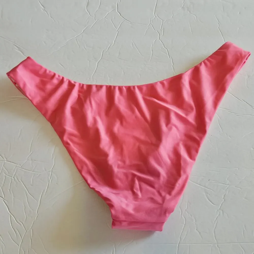 J Crew Curved Waist Cheeky‎ Bikini Bottom Pink Women's Medium Swim Beach Pool